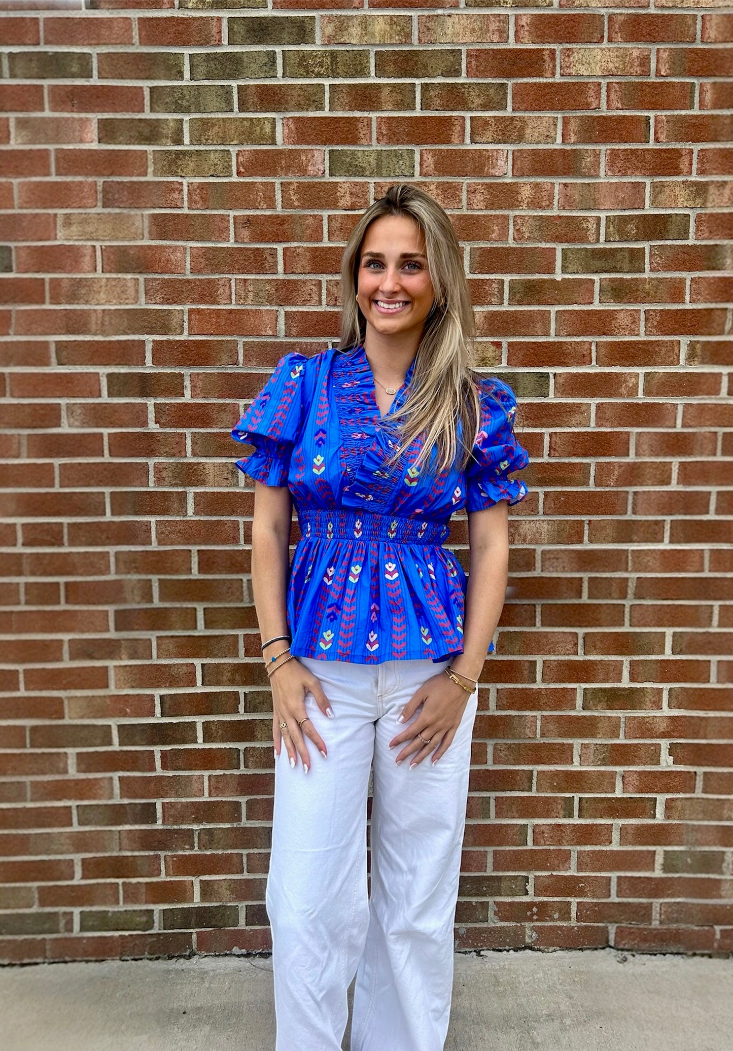 Annabell Blue Mixed Top
