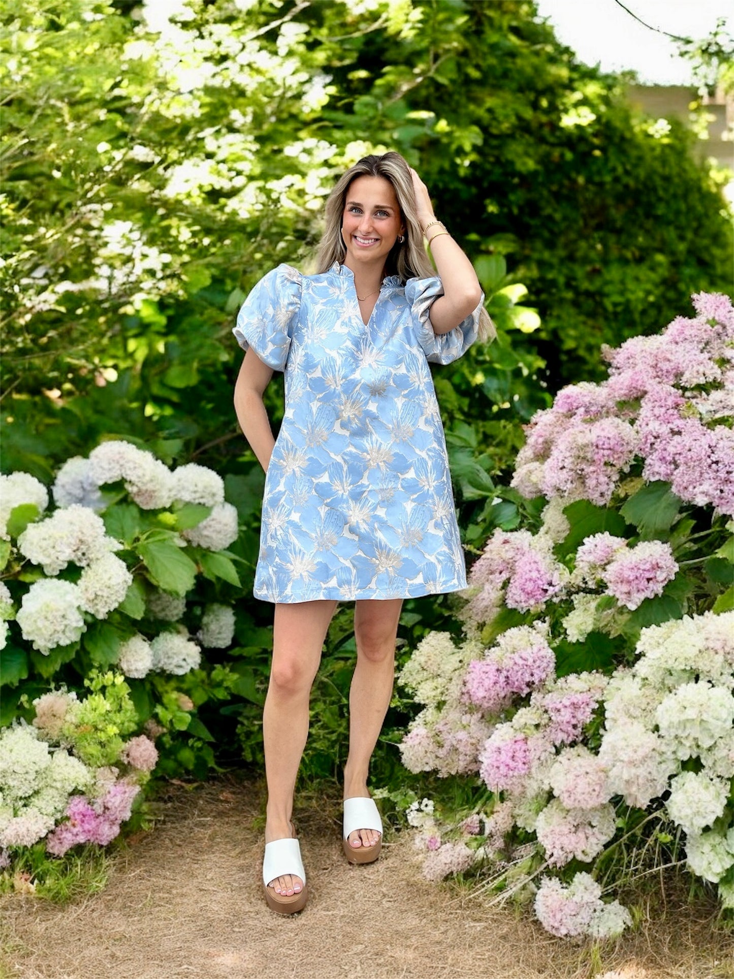 Bella Blue and Gold Floral Shift