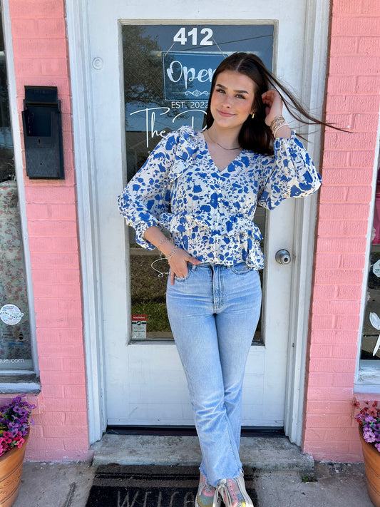 Maddie Blue Floral Top