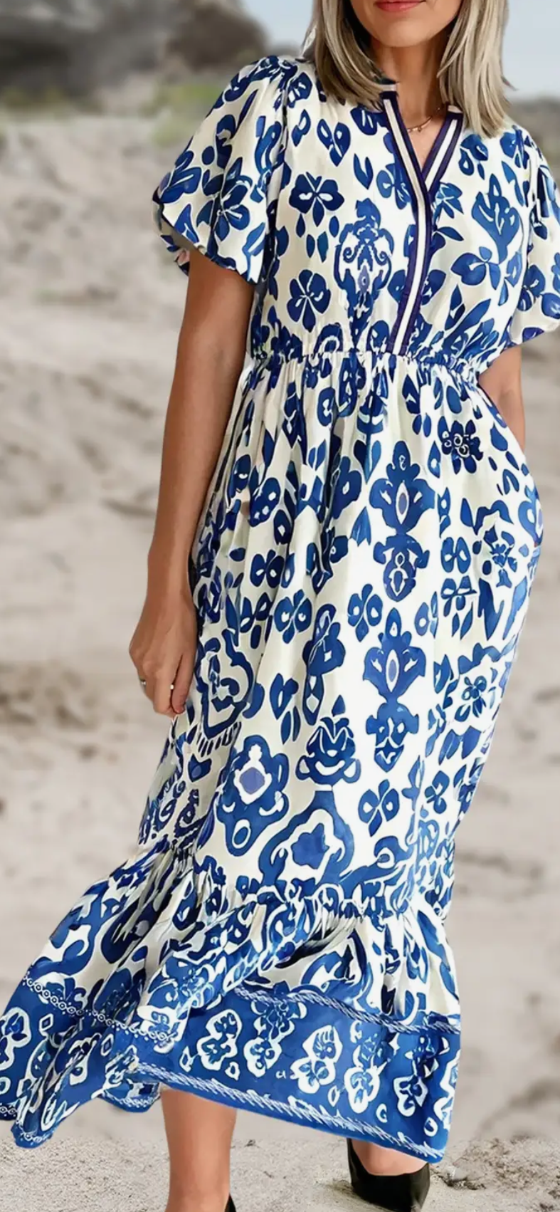 Lacey Blue Floral Maxi Dress
