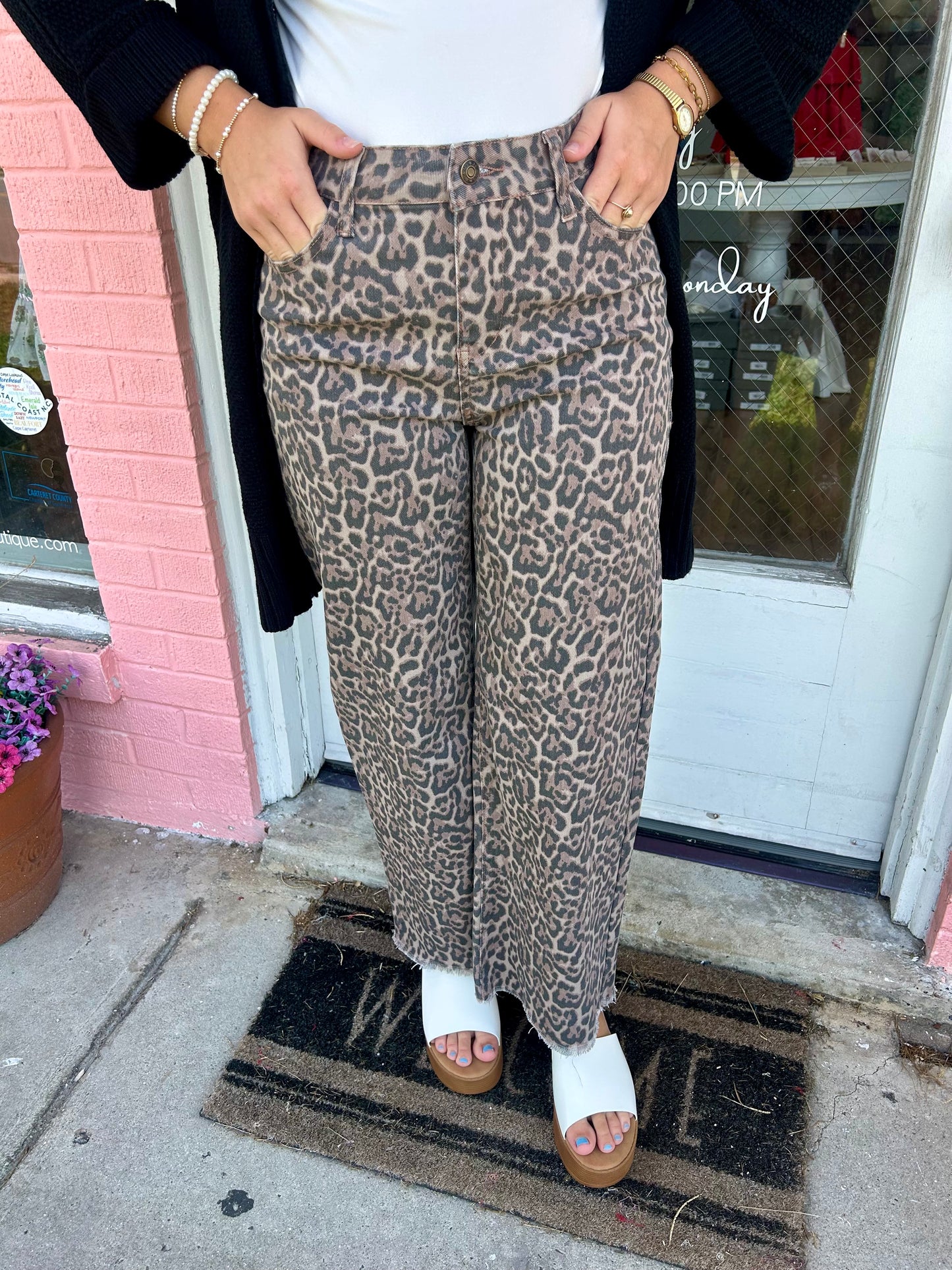 Leopard Wide Leg Jeans