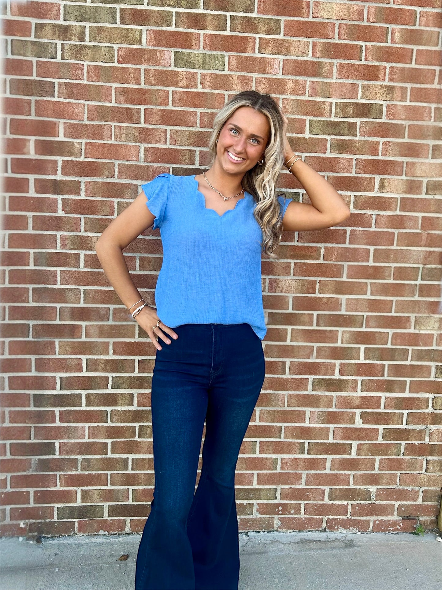 Abby Scallop Trim Blouse