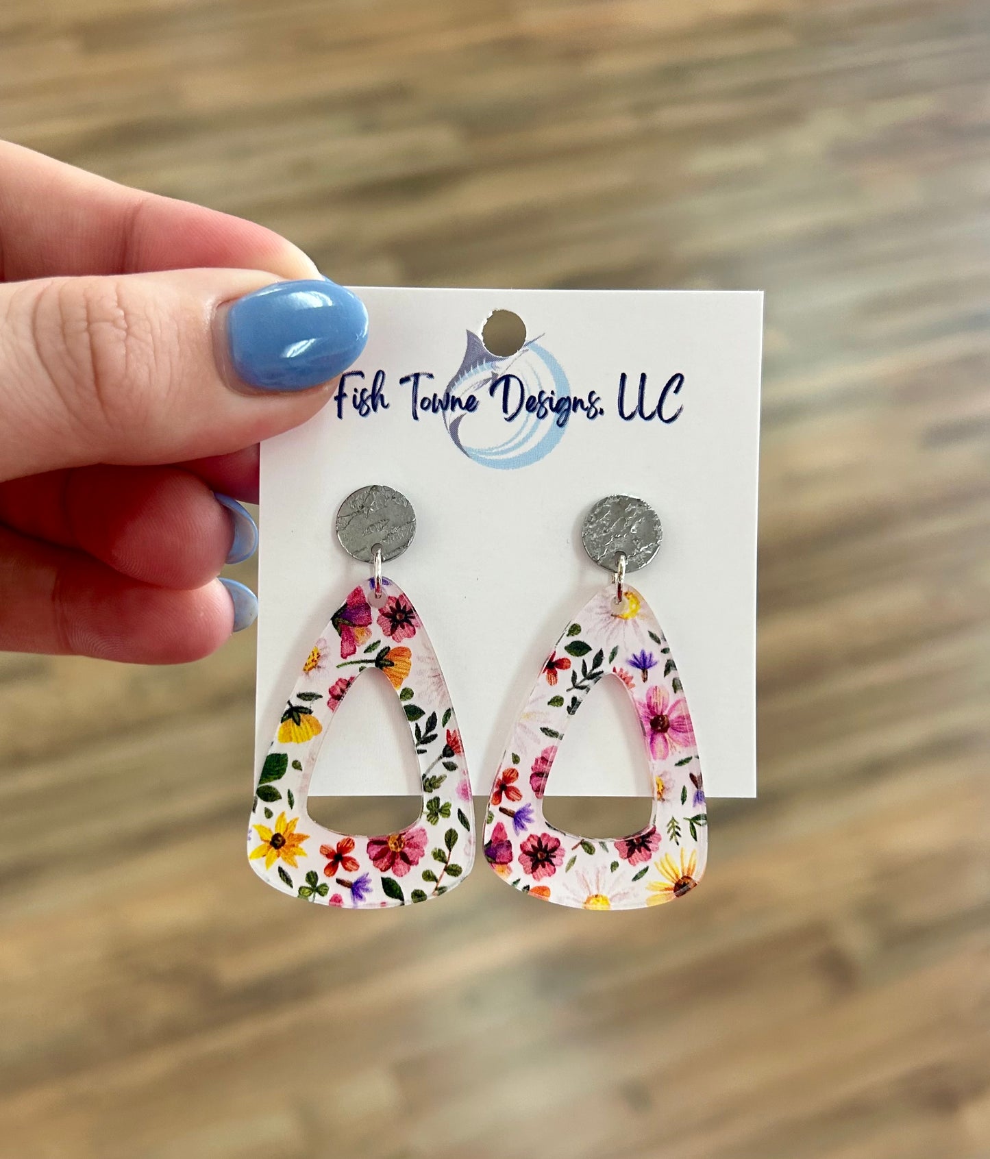 Large Floral Teardrop Earrings