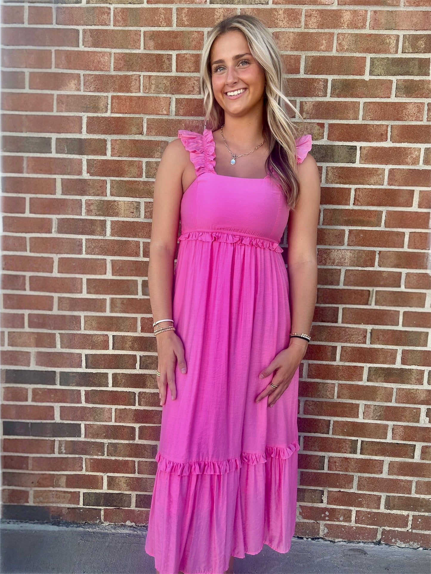 Heidi Ruffle Sleeve Midi Dress