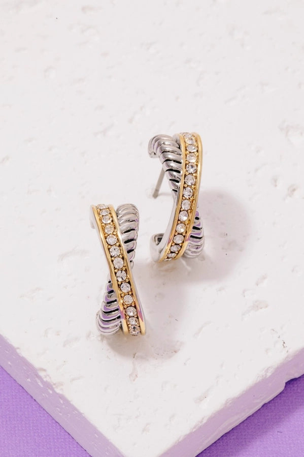 Two-Tone Pavé Hoop Earrings | Layered CZ Hoops