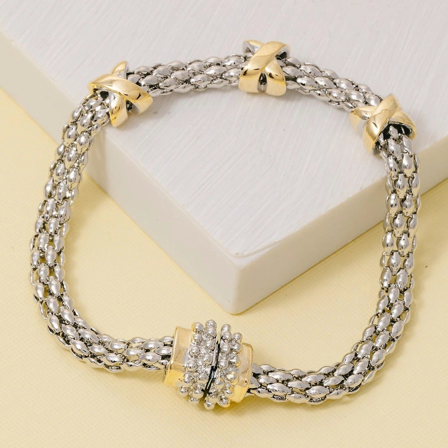 Gold Plated Two-Tone Magnetic Clasp Bracelet | Women's Jewelry