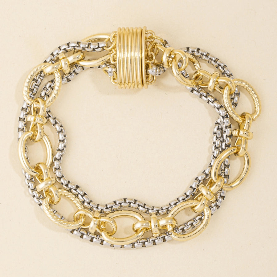 Triple Strand Chain Bracelet with Magnetic Clasp | Women's Jewelry