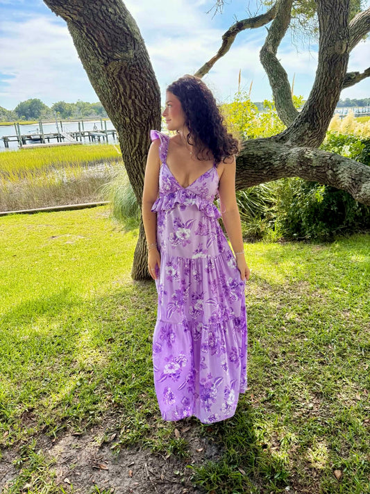 Emma Lavender Print Maxi