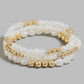 Pearl and metallic beaded bracelet set 3 layer