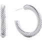 Textured Hoop Earrings-Silver