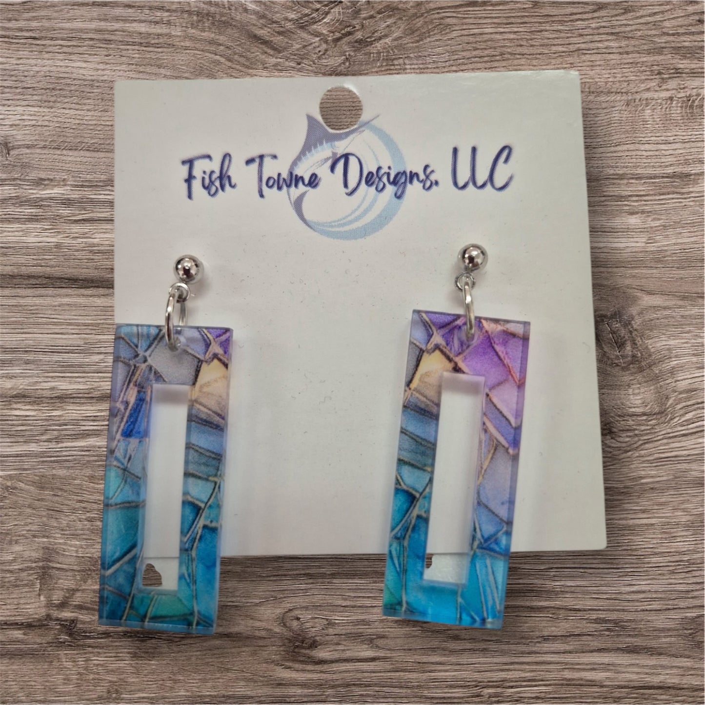 Stained Glass Rectangle Earrings