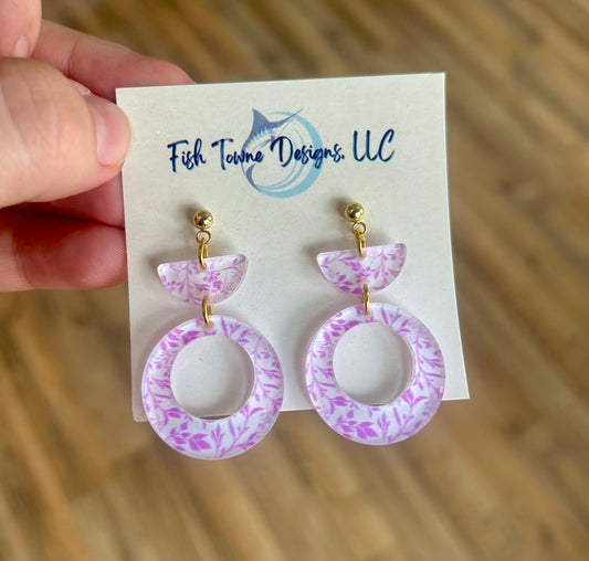 Lavender Floral Dangle Earrings