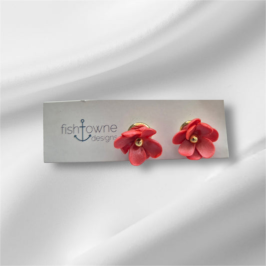 Pink and Gold Flower Studs