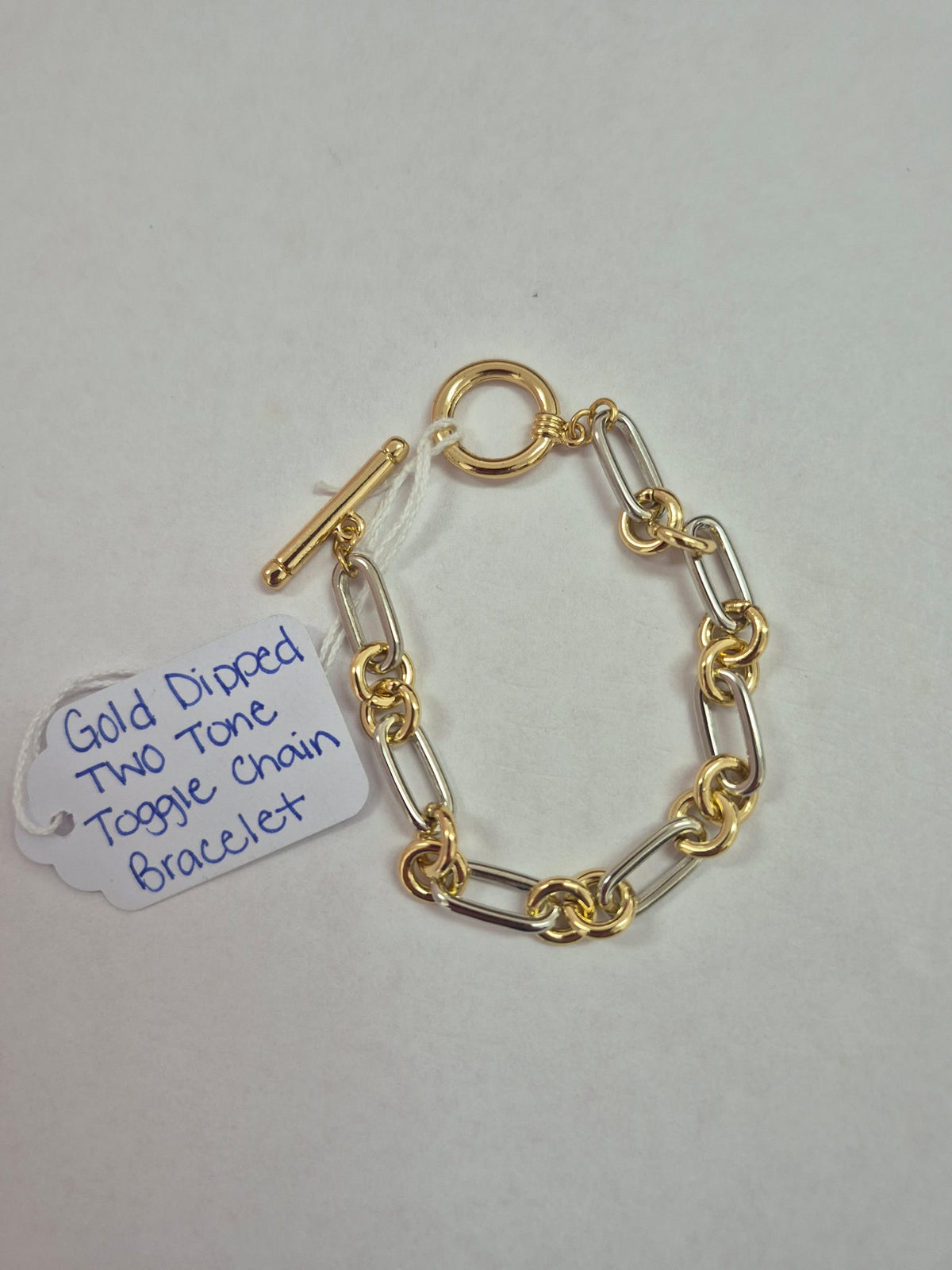 Gold Dipped Two Tone Toggle Chain Bracelet