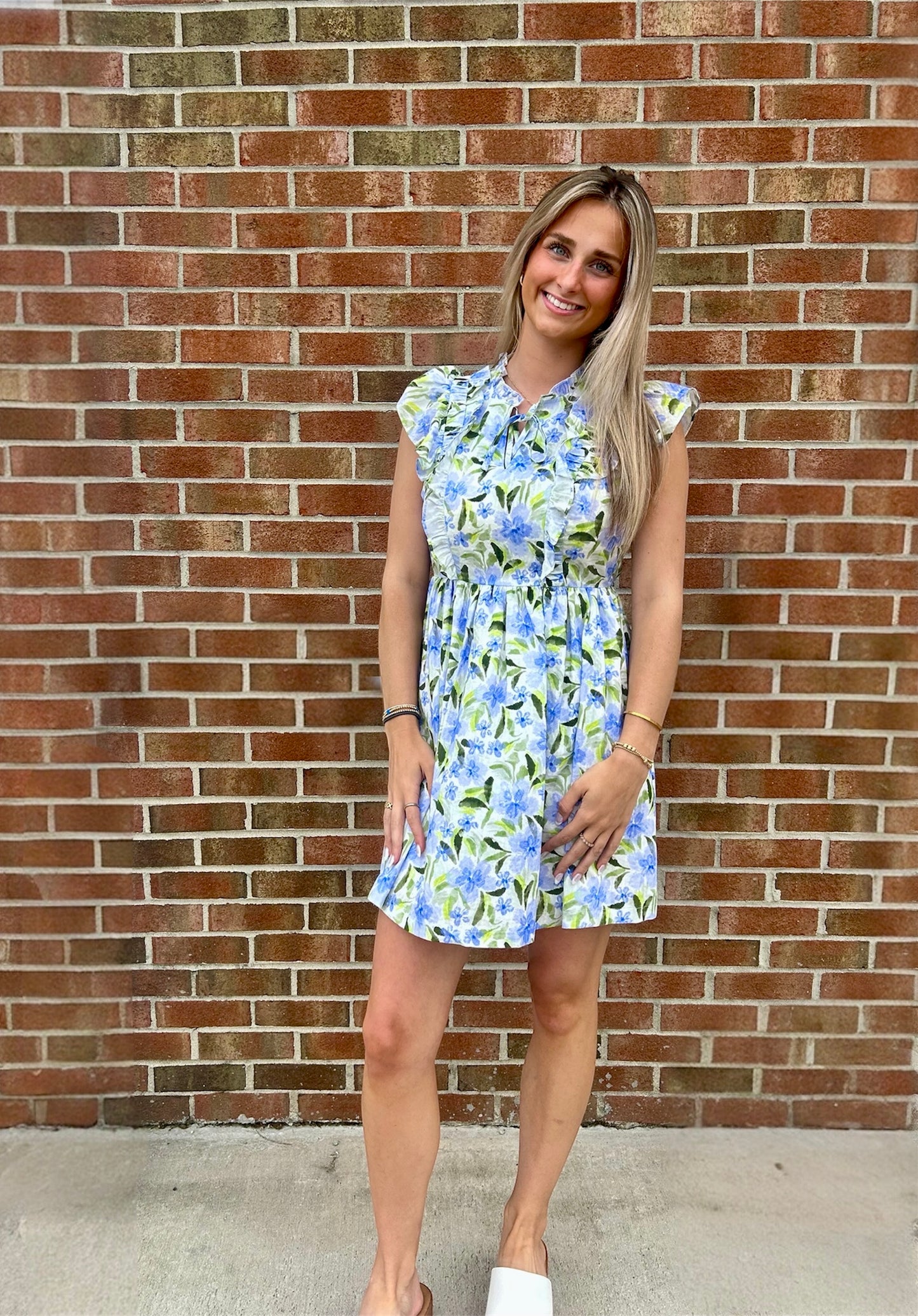 Willow Blue Blossom Ruffle Dress