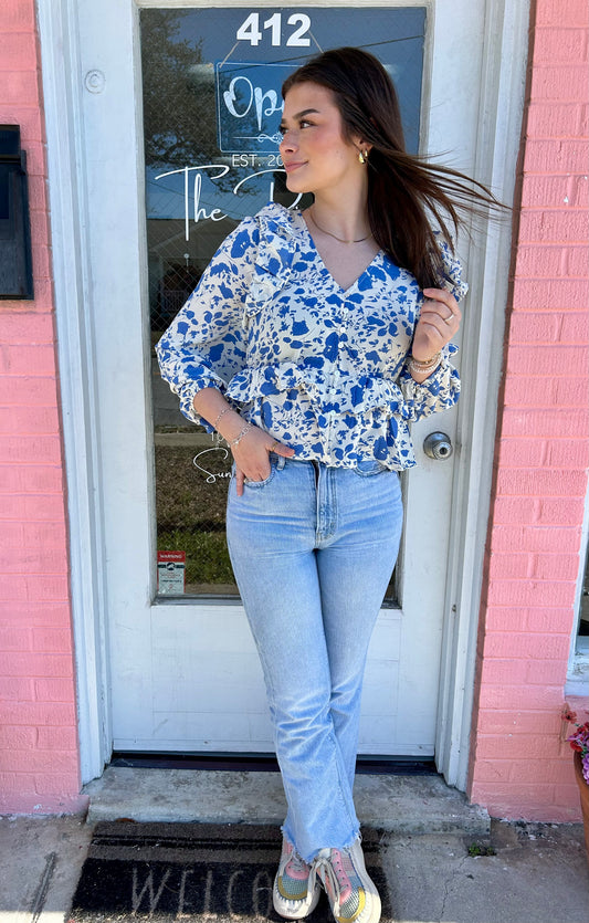 Maddie Blue Floral Top