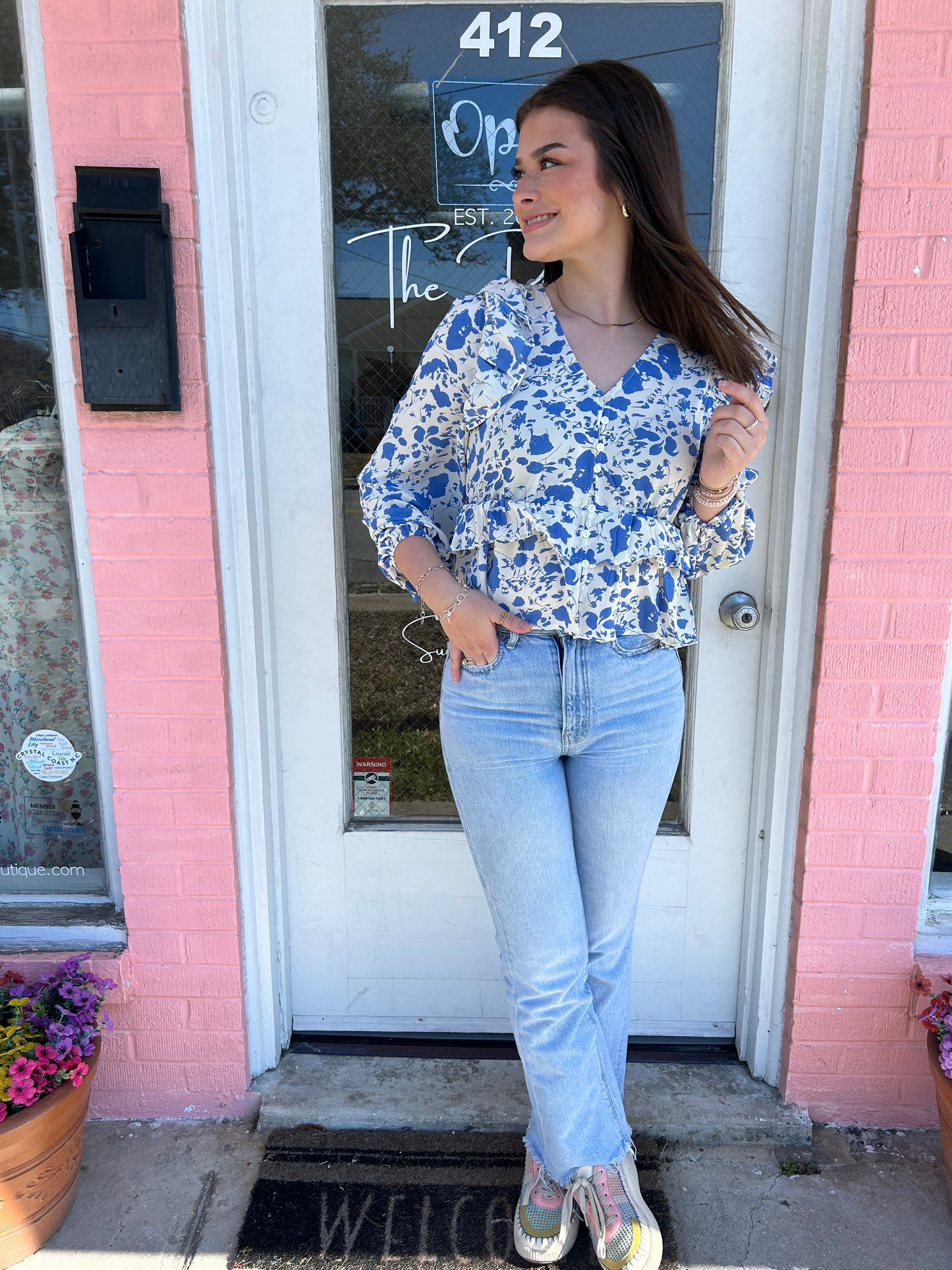 Maddie Blue Floral Top