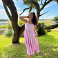 Ruth Pink Striped Midi
