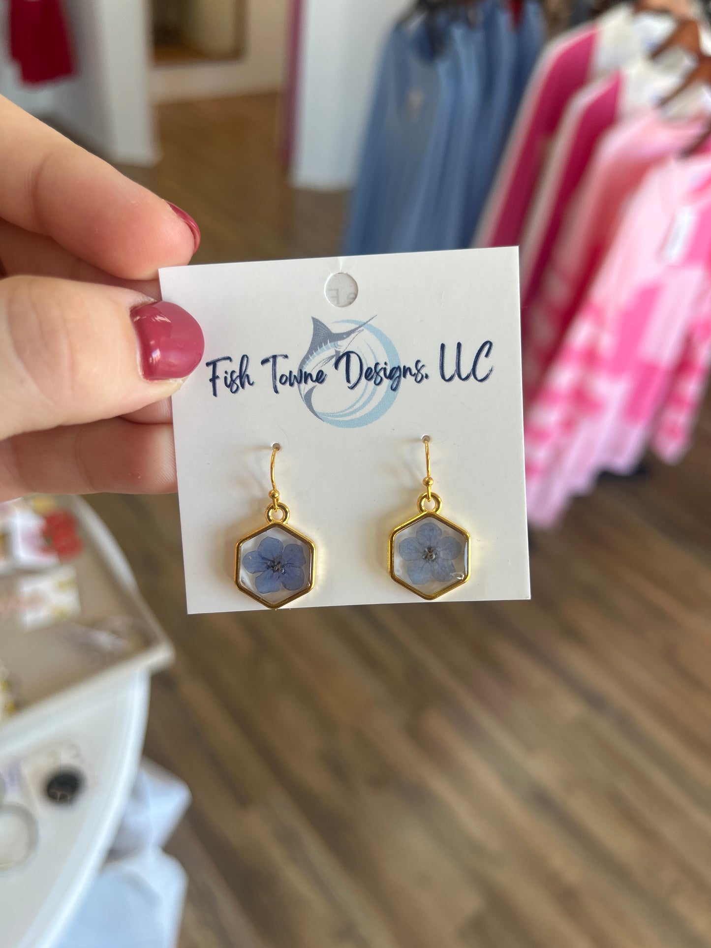 Small Blue Floral Earrings