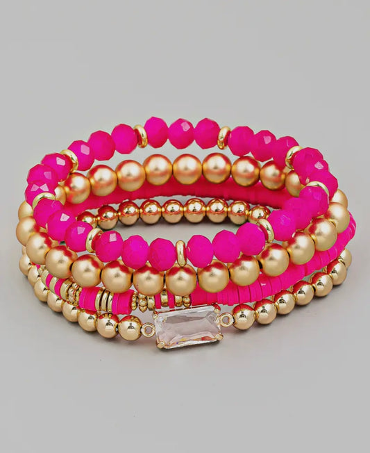 Assorted Ball Beaded Stackable Bracelet Set