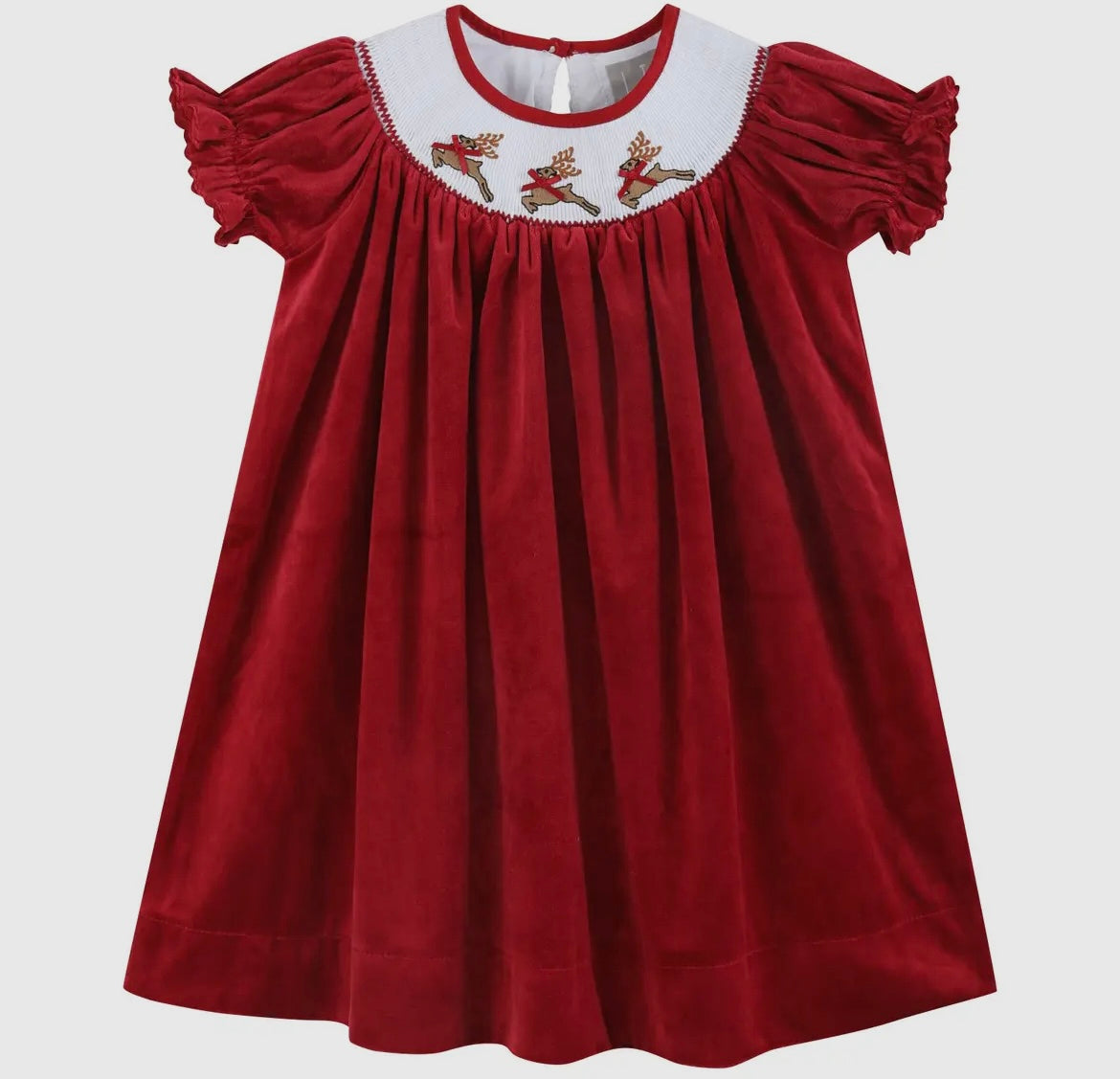 Reindeer Smocked Bishop Dress