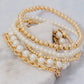 Pearl and metallic beaded bracelet set 5 layers