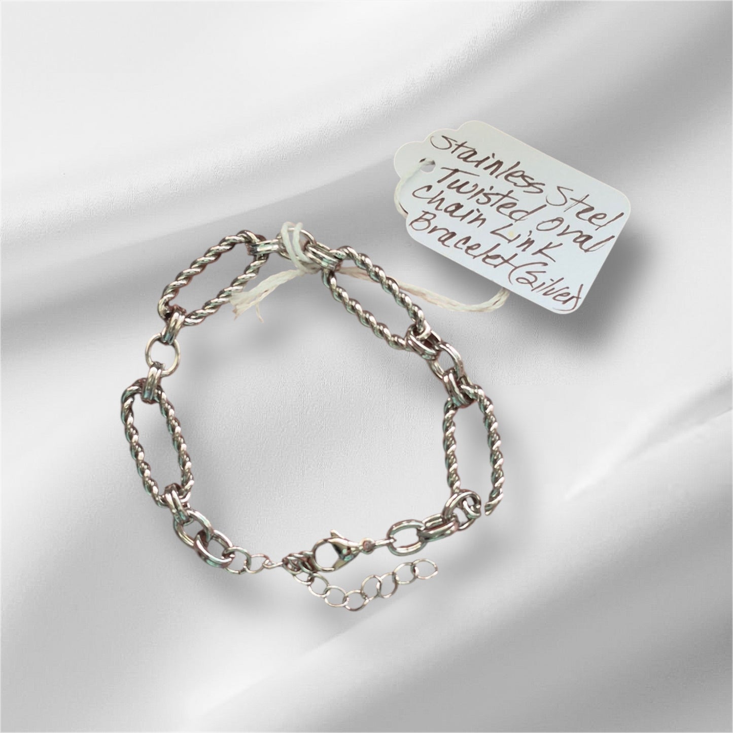 Stainless Steel Twisted Oval Chain Link Bracelet