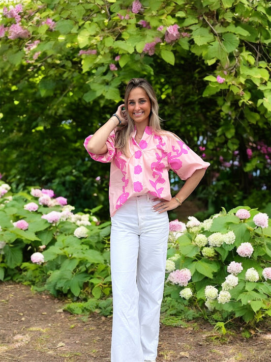 Patty Peach and Pink Floral Top