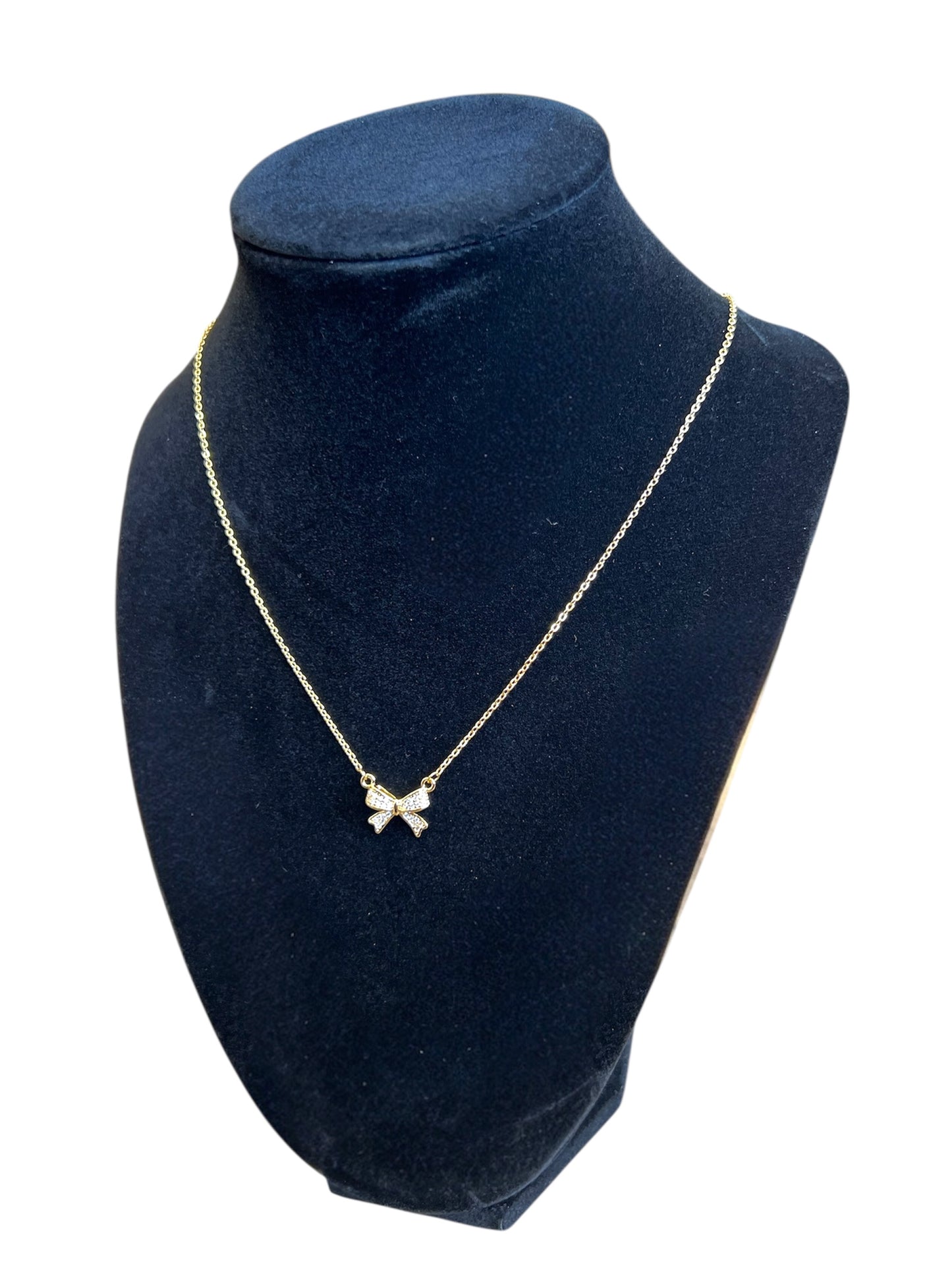 Gold Dipped Ribbon Bow Necklace