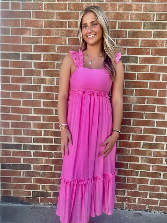 Heidi Ruffle Sleeve Midi Dress