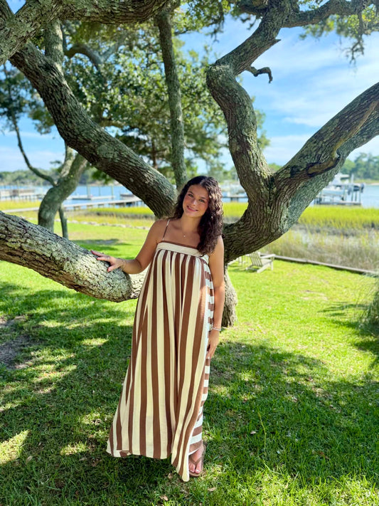 Stephanie Stripe Print Maxi Dress