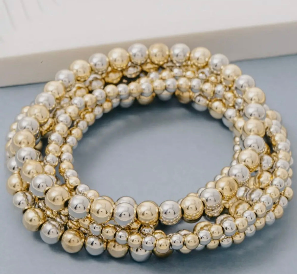 Gold and rhodium dipped two tone bracelet