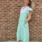 Greta Green Print Maxi with Pink Trim