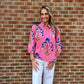 Klara Pink Blossom Tie Neck Blouse