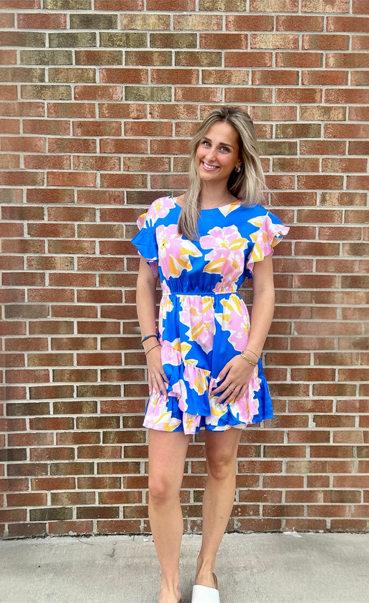 Celeste Satin Ruffle Dress
