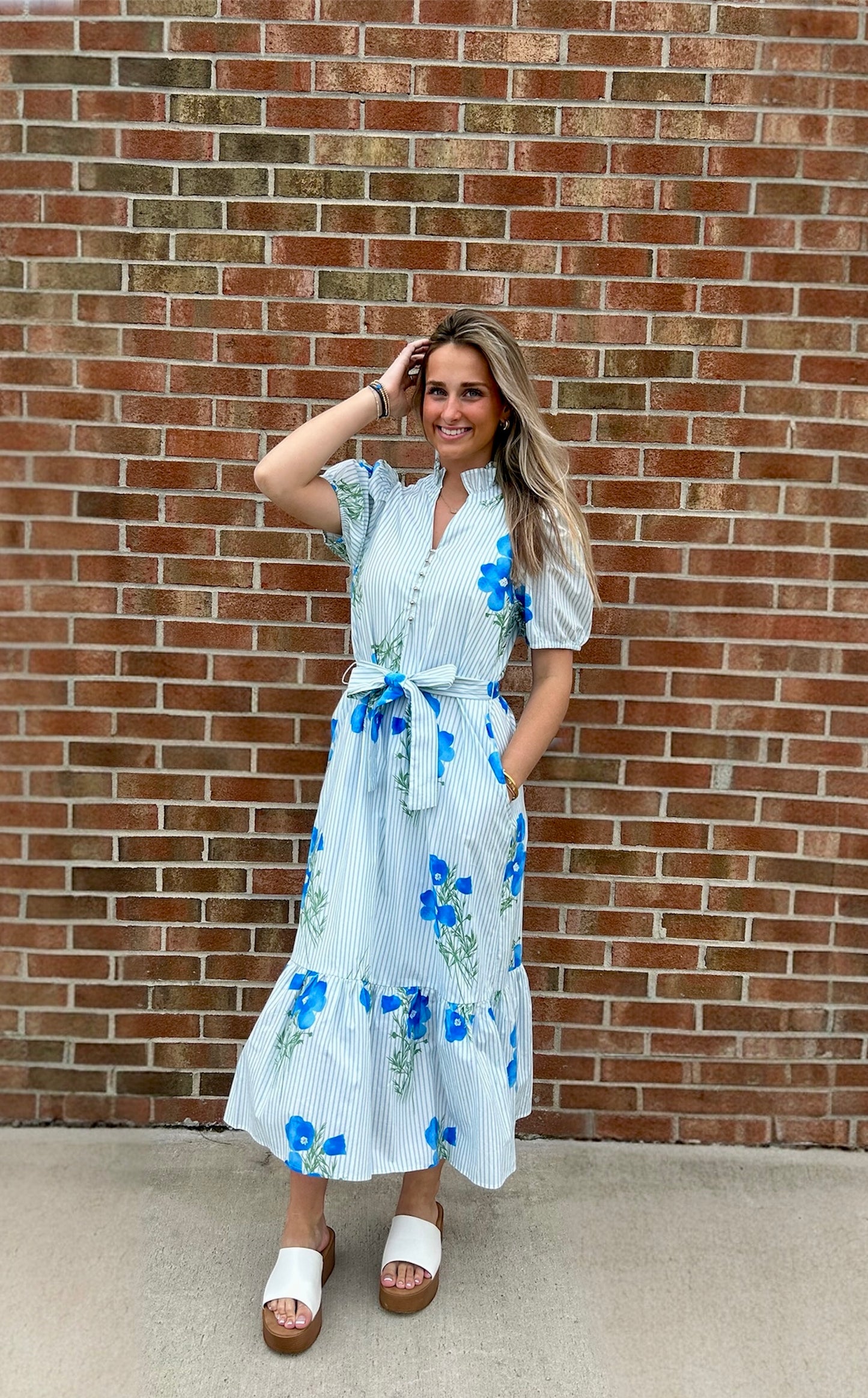 Bentley Blue Striped and Floral Maxi