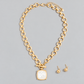Faceted Square Stone Pendant Necklace Set