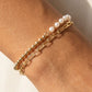 Pearl Bead Double Chain Link Bracelet | Trendy Women's Jewelry