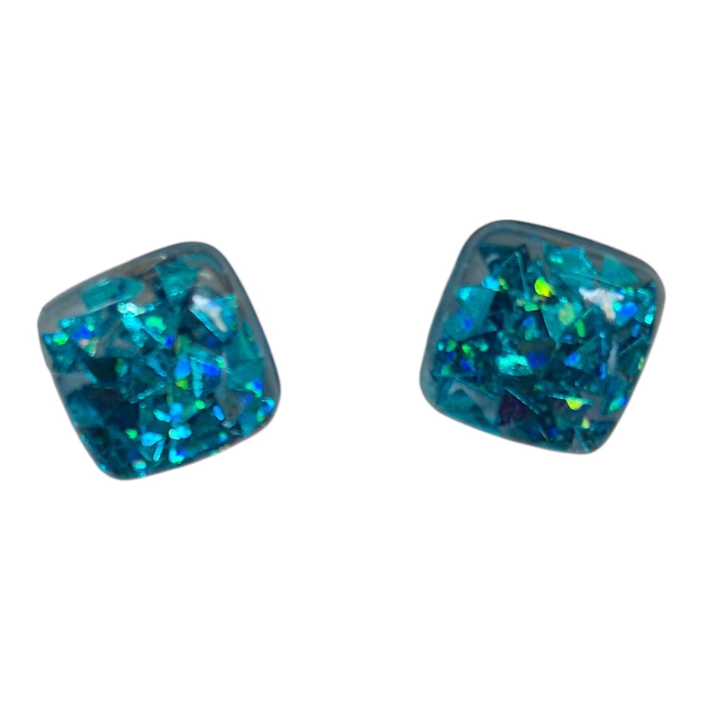 Teal Glitter Studs