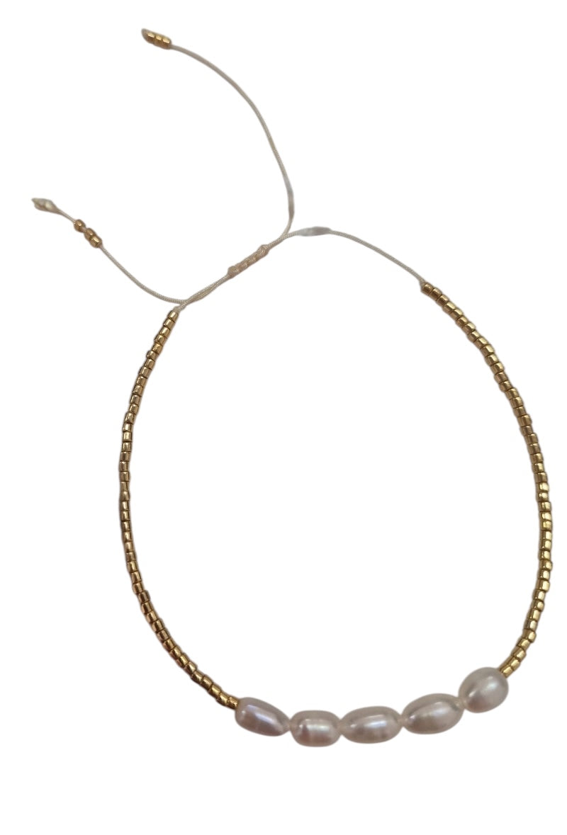 Dainty Pearl Beaded Adjustable Bracelet