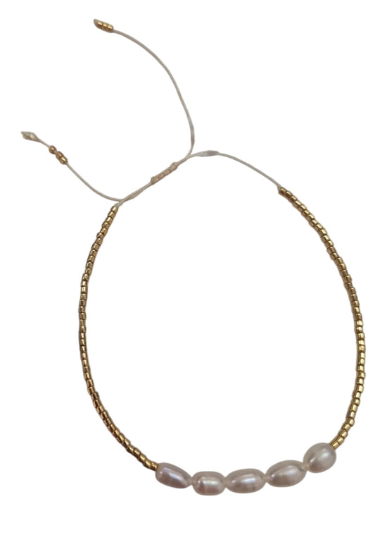 Dainty Pearl Beaded Adjustable Bracelet