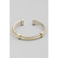 Layered Wheat Chain Cuff Bracelet with Gold Accents | Women's Jewelry