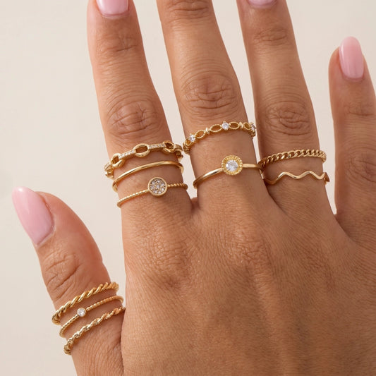 Crystal Chain Link Stacking Ring Set | Trendy Women's Rings