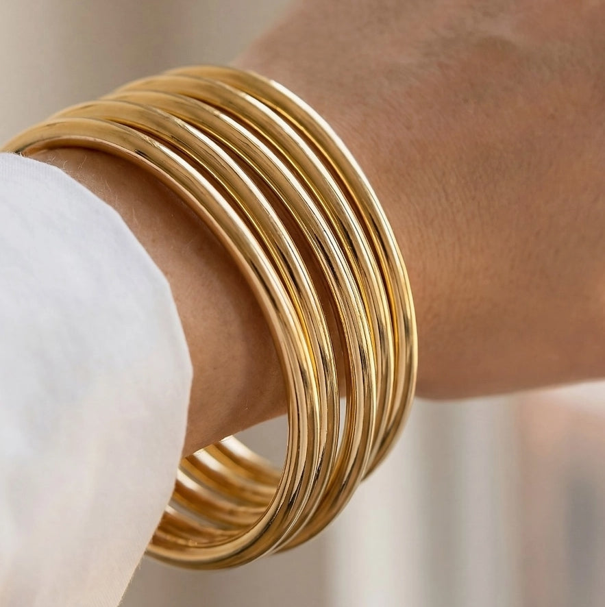 5Pc Metallic Bangle Bracelet Set