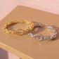 Chunky Chain Link Cuff Bracelet with Oval Ring
