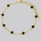 Gold Dipped Station Clover Charms Chain Bracelet
