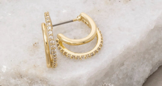 Gold Dipped Two Layered Hoop Earrings