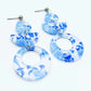 Blue and White Floral Dangle Earrings