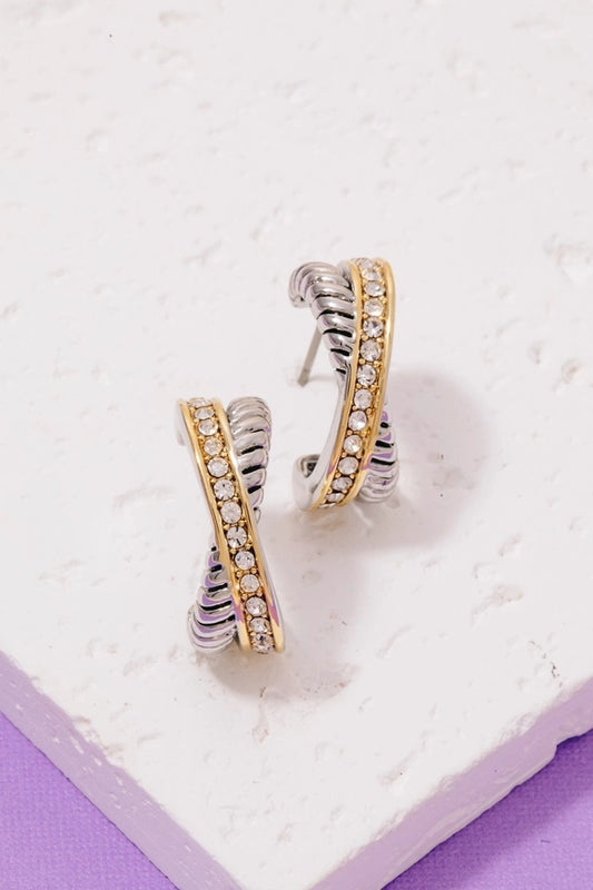 Two-Tone Pavé Hoop Earrings | Layered CZ Hoops