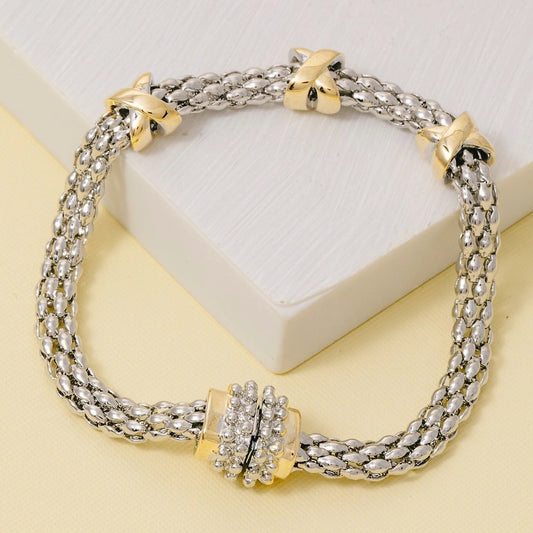 Gold Plated Two-Tone Magnetic Clasp Bracelet | Women's Jewelry